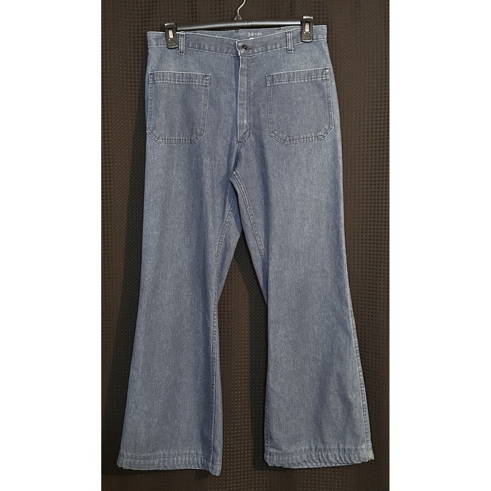 Vintage 80s Dungarees US Navy Issued Sailor Flared Jeans 33.5 x 31 1986
